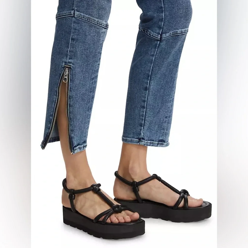 L'AGENCE Women's Skinny Cargo Jeans in Mid Blue Denim - Picture 5 of 6